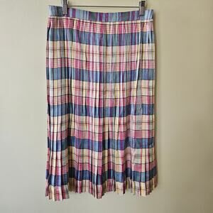 J. Crew Women's Plaid Pleated Skirt, Size 8 Shimmering Pastel Retro